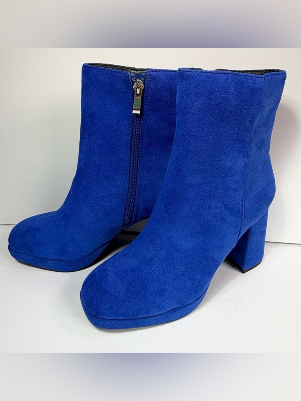 New Hey Girl by Corkys Blue Platform Ankle Boots Womens 7 Chunky Block Heel